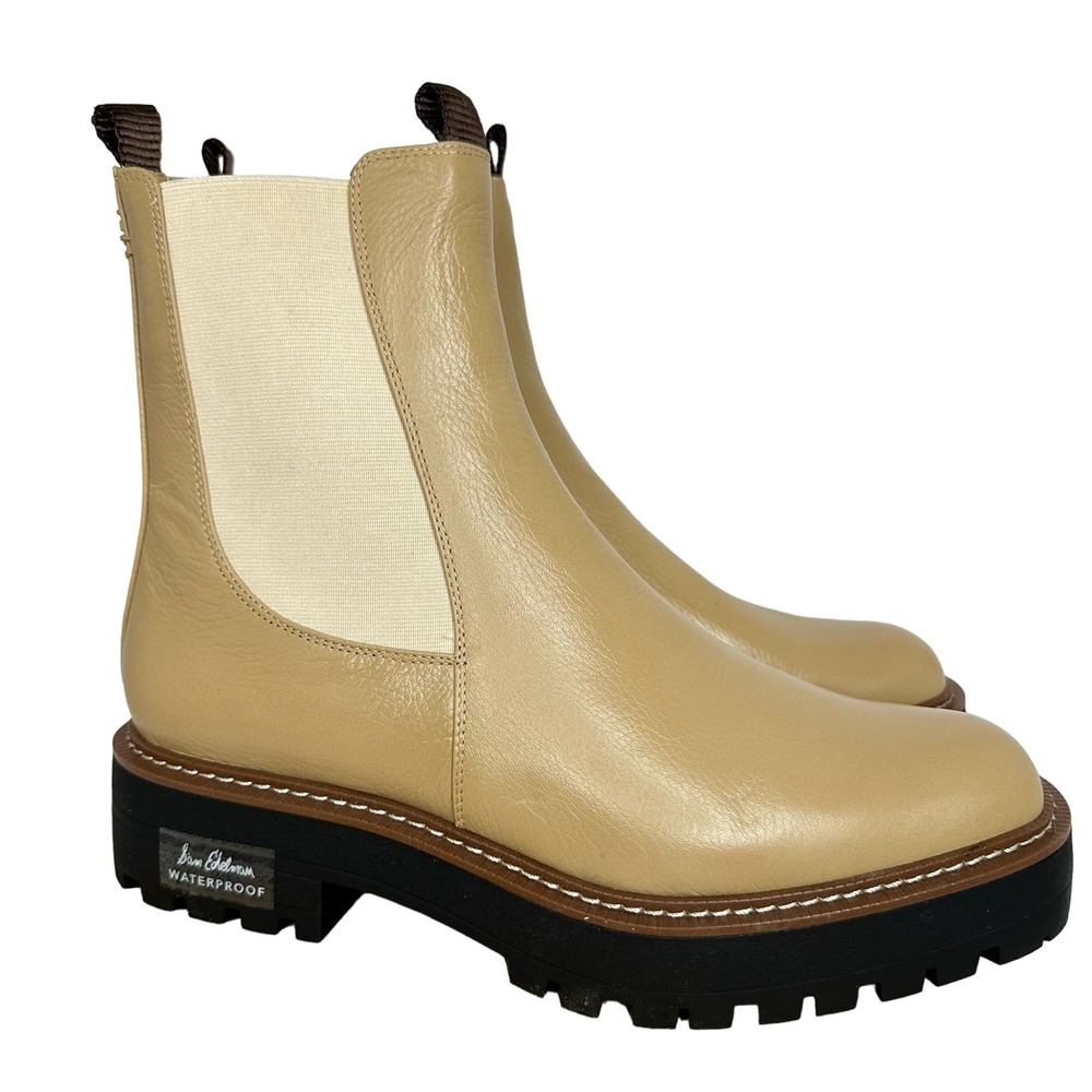 Sam Edelman Beige Chelsea Lug Sole Ankle Boots